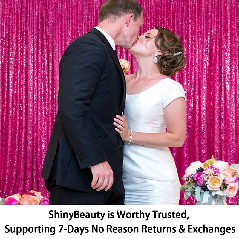 ShinyBeauty 5FTx9FT Hot Pink Sequin Backdrop, Fuchsia Curtain for Wedding & Party Decor, Glitter Photography Background, Elegant Event Decoration - Image 5